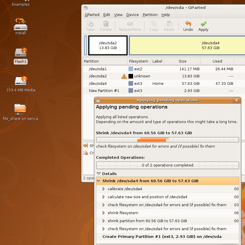 Разметка диска в Ubuntu, Gparted, LVM